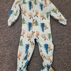 Boys 3 Just One You by Carters Reindeer fleece footie pajamas Lot A