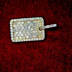 Elegant Baguette Tag Diamond Pendant 10K Yellow Gold 7ctw Diamond