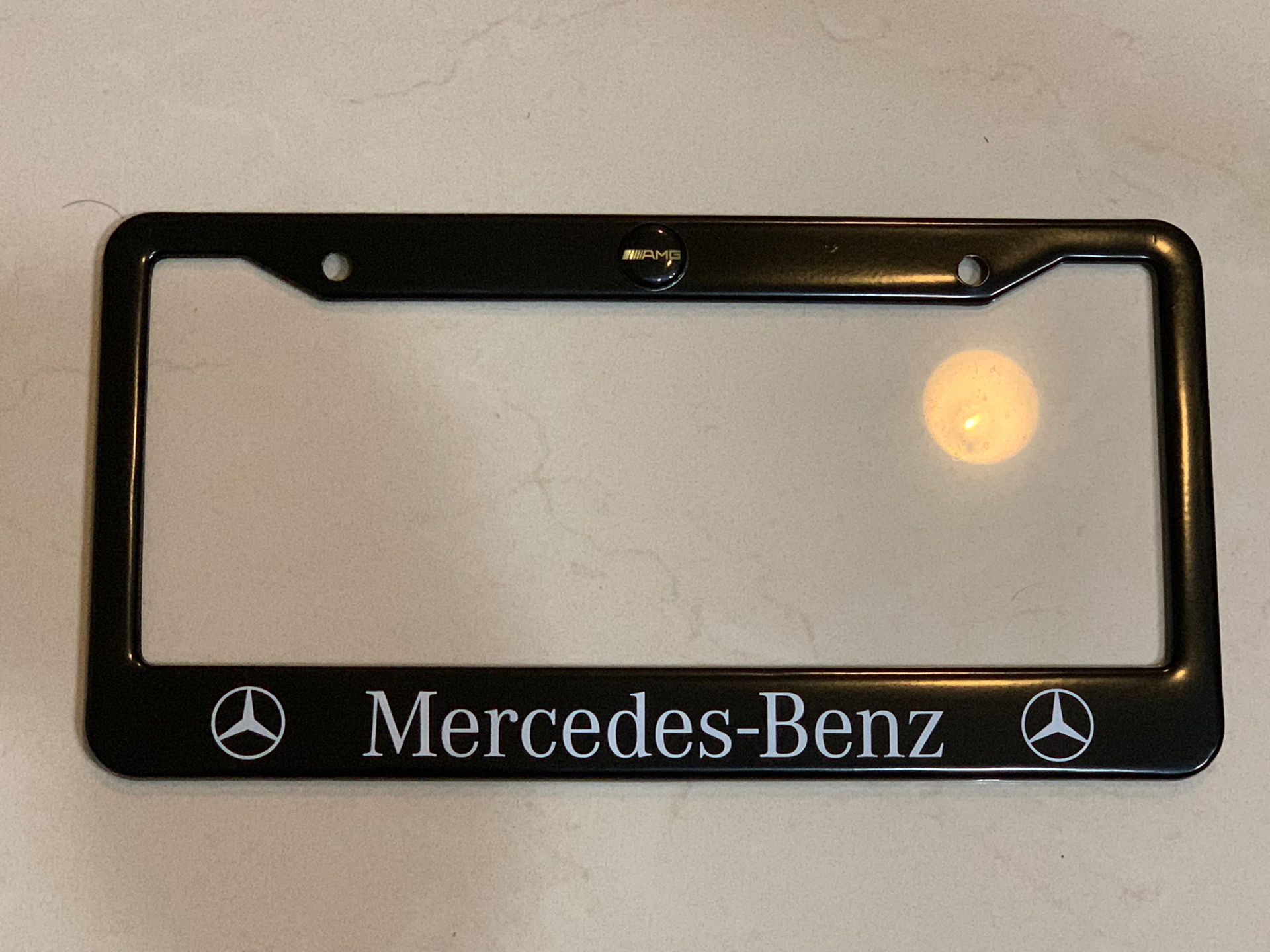 Mercedes Benz Black Powder Coated Stainless Steel License Frame With Caps