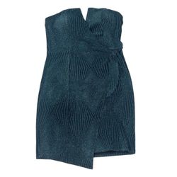 Trixxi Strapless Teal Knot Front Glittery Dress Mini Size XL