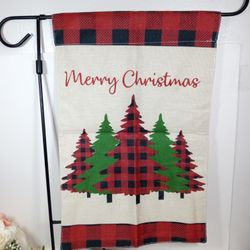 Merry Christmas Garden Flag. 12"x18"  Christmas Tree Garden Flag. Christmas Front Door Decoration