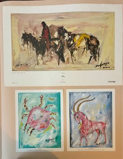 3 DeGrazia Art Prints ‘Cancer’, ‘Capricorn’ & ‘Alone’ Signed and Dated
