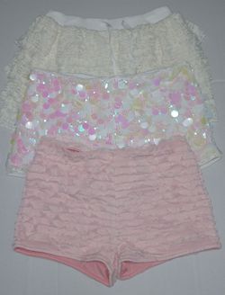 Lot of 3 Mini Shorts Fashion Nova Size Large , 2 From Shein (Pink Large) and (Sequins XL) New .