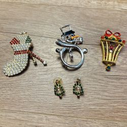 Christmas Pins and Earrings