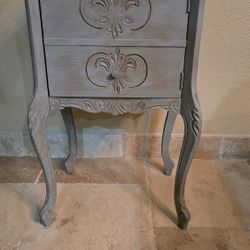 Small Wooden Carved  End Table Cabinet 