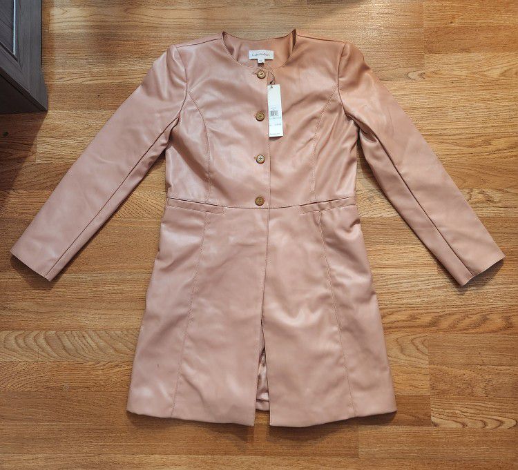 Calvin Klein Leather Jacket Blazer (8) Blush Pink