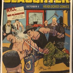 WWE SGT SLAUGHTER SIGNED COMIC POSTER PHOTO
