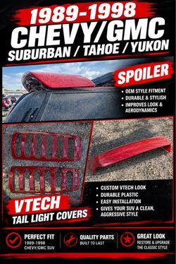 1(contact info removed) Chevy GMC Tahoe Yukon Suburban Rear Spoiler & VTech Tail Light Covers