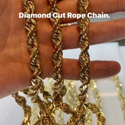 14K 10mm 14in &26in Diamond Cut Rope Chain. Brand New.