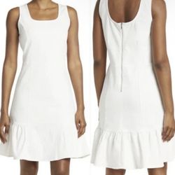 Nanette Lepore Womens Cotton Sleeveless Round Neck White Dress. 