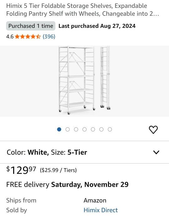 5 Tier Expandable, Foldable Storage Shelves