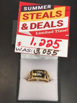 Gold-Tone Men's Ring with Center Stone
