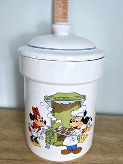 Vintage Walt Disney Mickey Mouse & Minnie Baking Cookies Cookie Jar 11" White  