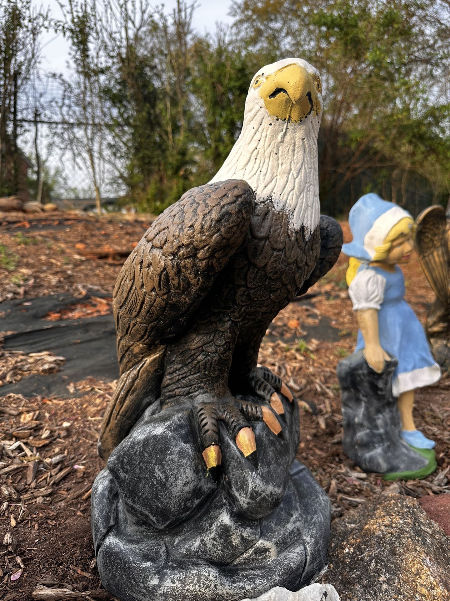 New Majestic Concrete Bald Eagle Garden Statue