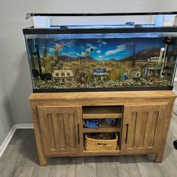 55 Gallon Aquarium - With Fish And Stand