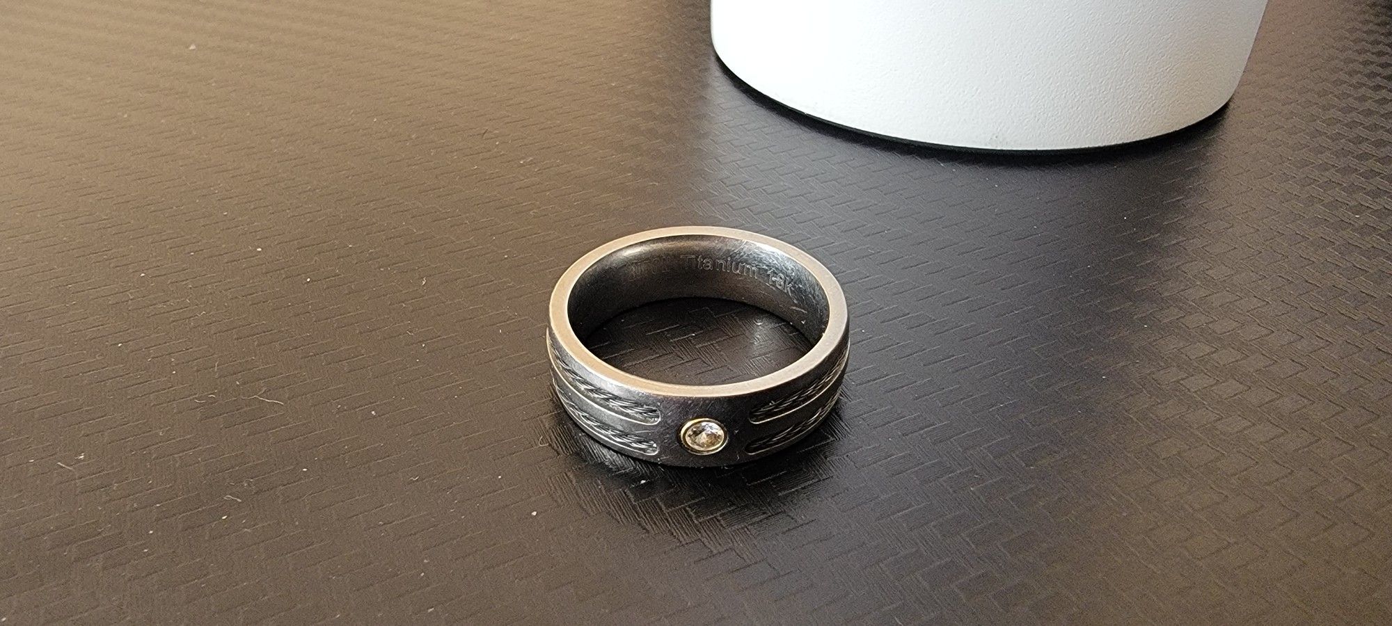 Men's Size 10 Titanium and Diamond Ring
