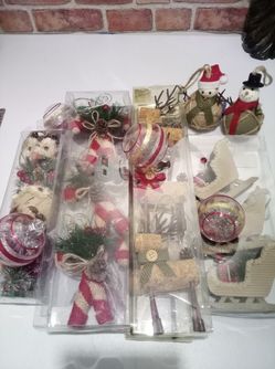 Rustic Cottage Burlap Christmas Ornament Bundle🌲Owl Snowman Sleigh Reindeer