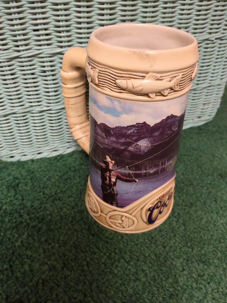 Vintage 1996 Coors Fly Fishing Beer Stein 