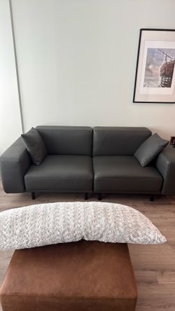 Leather couch with ottoman