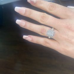 Princess Cut Diamond Cluster Engagement Ring