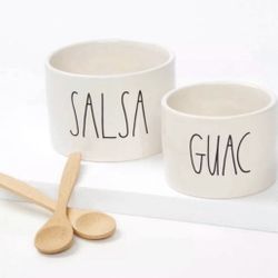 Rae Dunn Salsa & Guac Bowls w/ spoons New