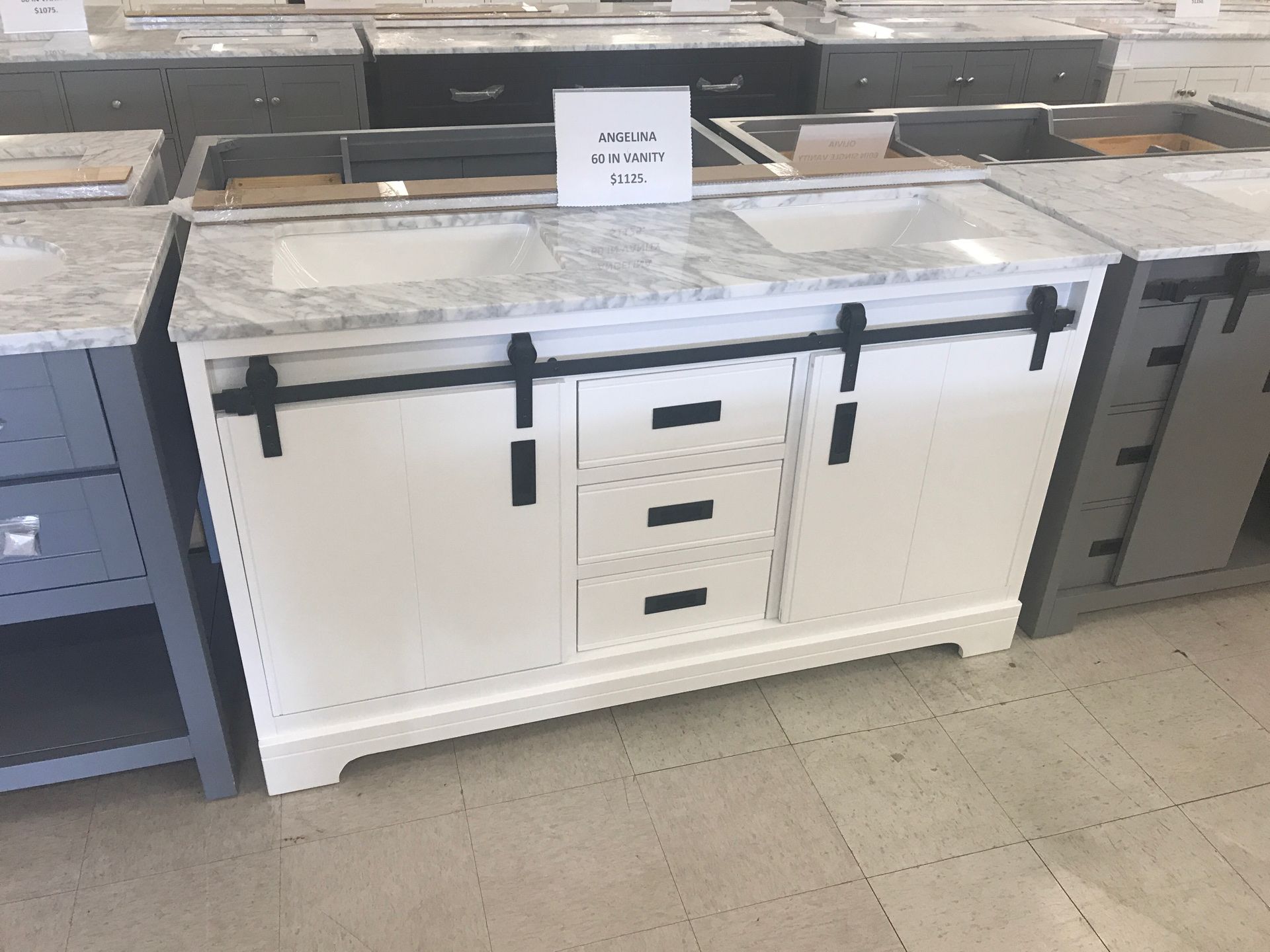 60” solid wood vanity double sink