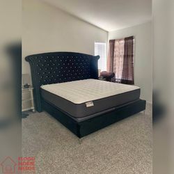 King size or Queen size Wing Back Bed frame Black color