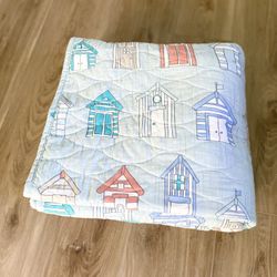 Beachy Style Quilt Twin Size With Colorful Huts!