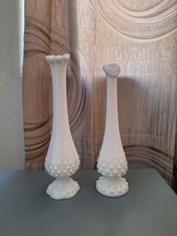 2 Fenton hobnail vases