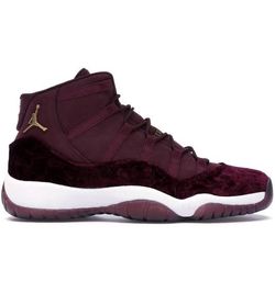Air Jordan 11 Retro GG Heiress "Velvet" Night Maroon sneakers.