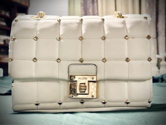 Aldo White Quilted Studded Crossbody Bag
