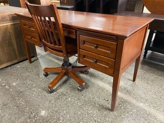 WHITTIER WOOD Mckenzie 4-Drawer Desk & Mission Style Office Chair