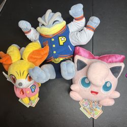 Pokemon Worlds Anaheim 2025 Exclusive Machamp Jigglypuff Fennekin plush set