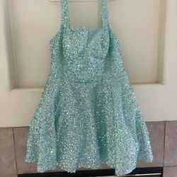 Teal/Green Prom Dress W/Detachable Bow
