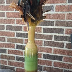 Earthy Colored Vase Feathers