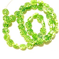 Sweet Floral Green Resin Beads 