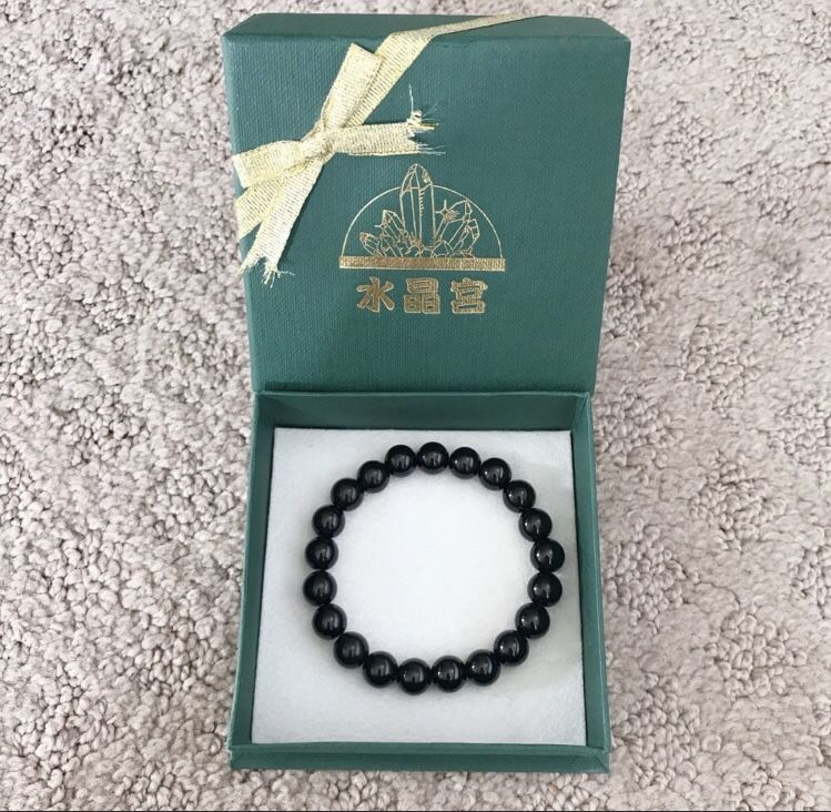 Natural Black Crystal Beads Charm Bracelet