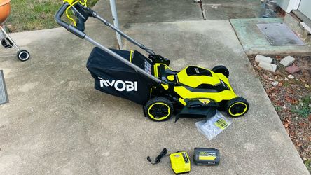 Ryobi 40 Volt Hp Brushless 21” Push Lawnmower With 6ah Battery And Charger