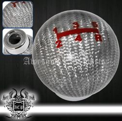 Spherical Ball Shift Knob Adapter Carbon Silver For 5-Speed Manual Transmission GodSnow