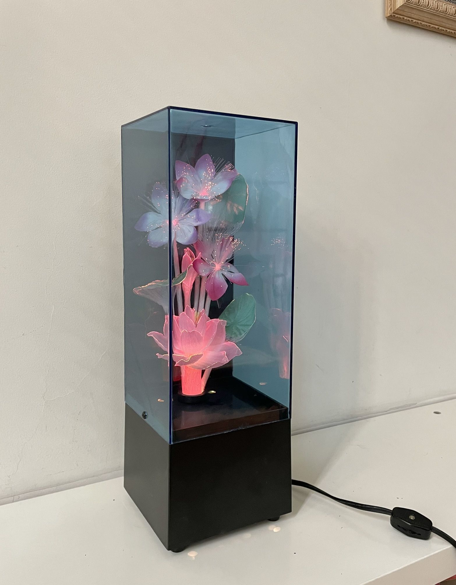 Vintage Retro 1980s Fiber Optic Color Changing Flower Musical Light Lamp