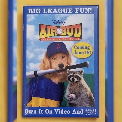 Disney Air Bud Seventh Inning Fetch Promo Button