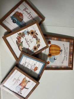 Fall Wall Decor Bundle - 5 pieces with autumn-themed designs including pumpkins, leaves, and a truck