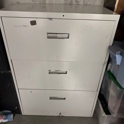 3-Drawer Metal Filing Cabinet - Light Grey