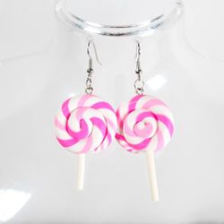Handmade Pink Lollipop Earrings – Whimsical Candy Charm