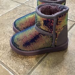 New Komforme Toddler Girl Boots Purple Sparkle Sequins 