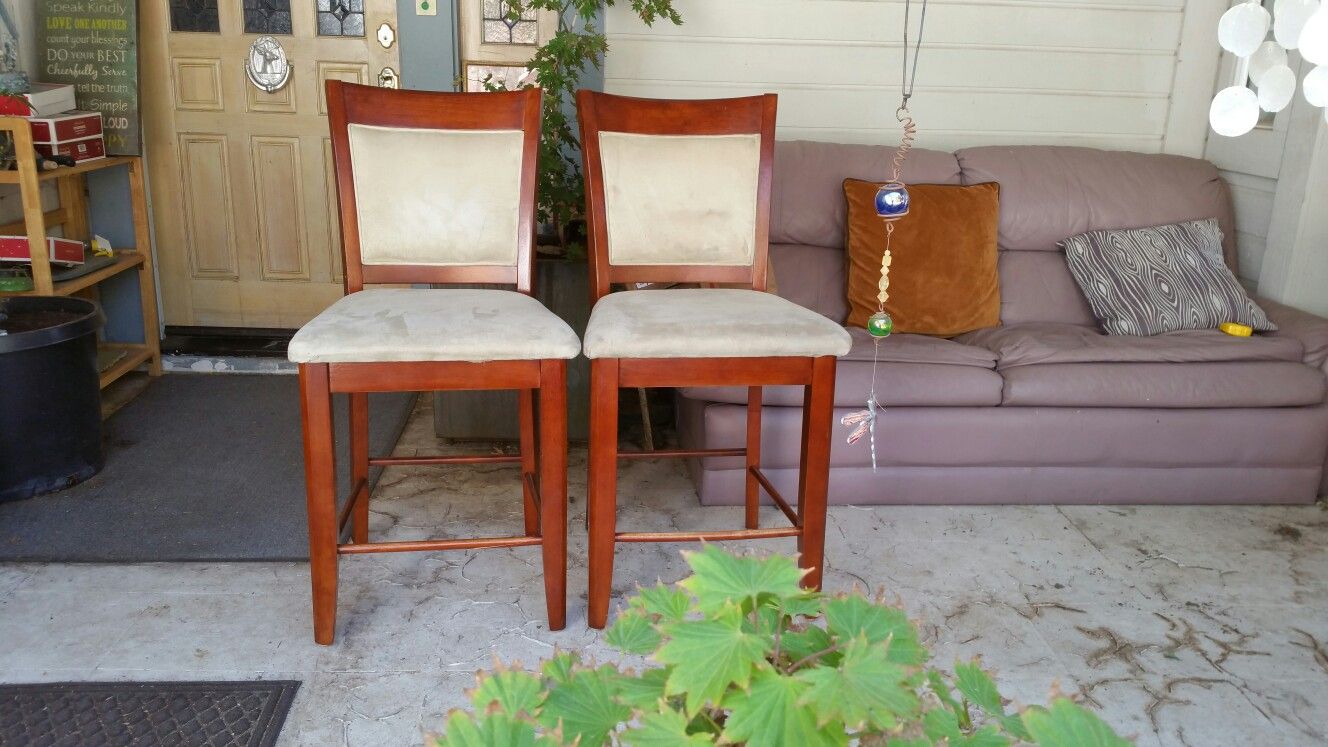 Set of 2 Wooden Upholstered Bar Stools Counter Height Bar Stool