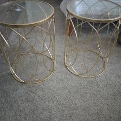 Set of 2 Gold metal tables