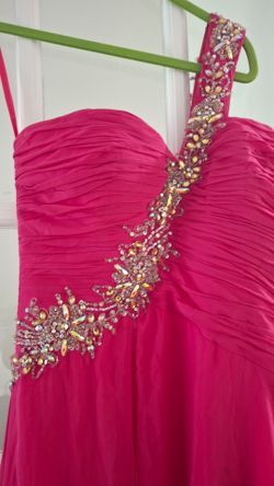 Fucsia Beaded One-Shoulder Formal Gown