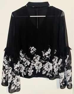 Black and White Floral Blouse