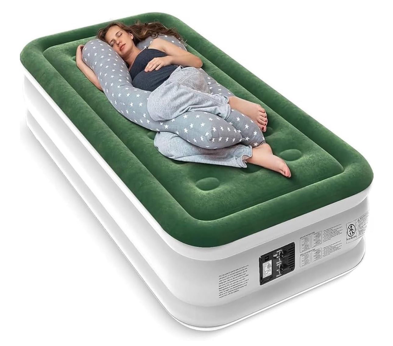 ZEARNA Air Mattress with Built in Pump - Upgraded Twin Blow Up Mattress, 2 Mins Quick Self Inflatable with Double Air Chamber,18"/550lbs Max